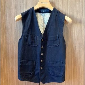 Suitsupply Navy Cotton Linen Vest